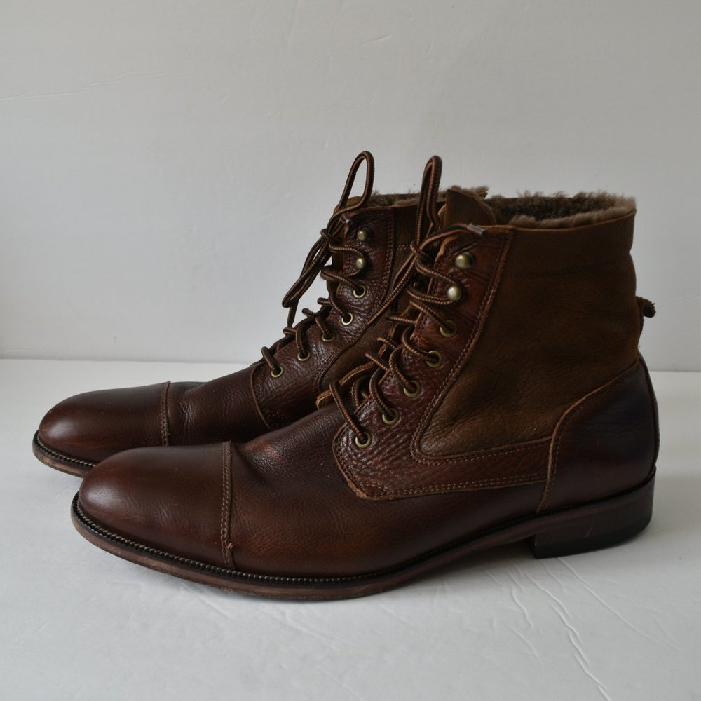 JOHNSTON & MURPHY Men's Connelly Cap Toe Shearling Boots Size 13